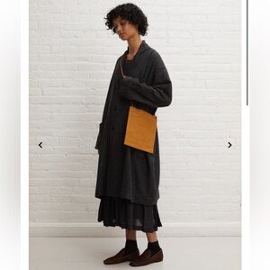 AMIACALVA washed canvas pochette in mustard yellow made in Japan VEUC